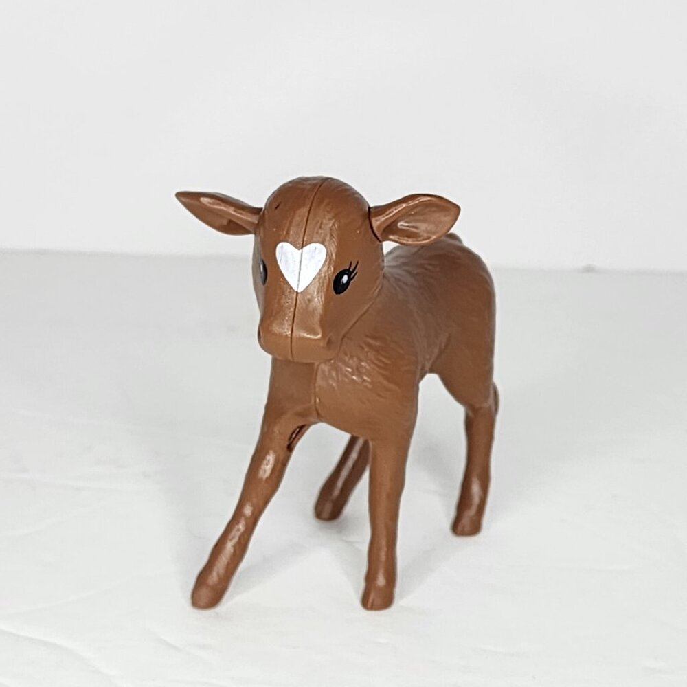 Barbie Sweet Orchard Farm Brown Baby Cow Calf Heart 3” Mattel 2019 Replacement